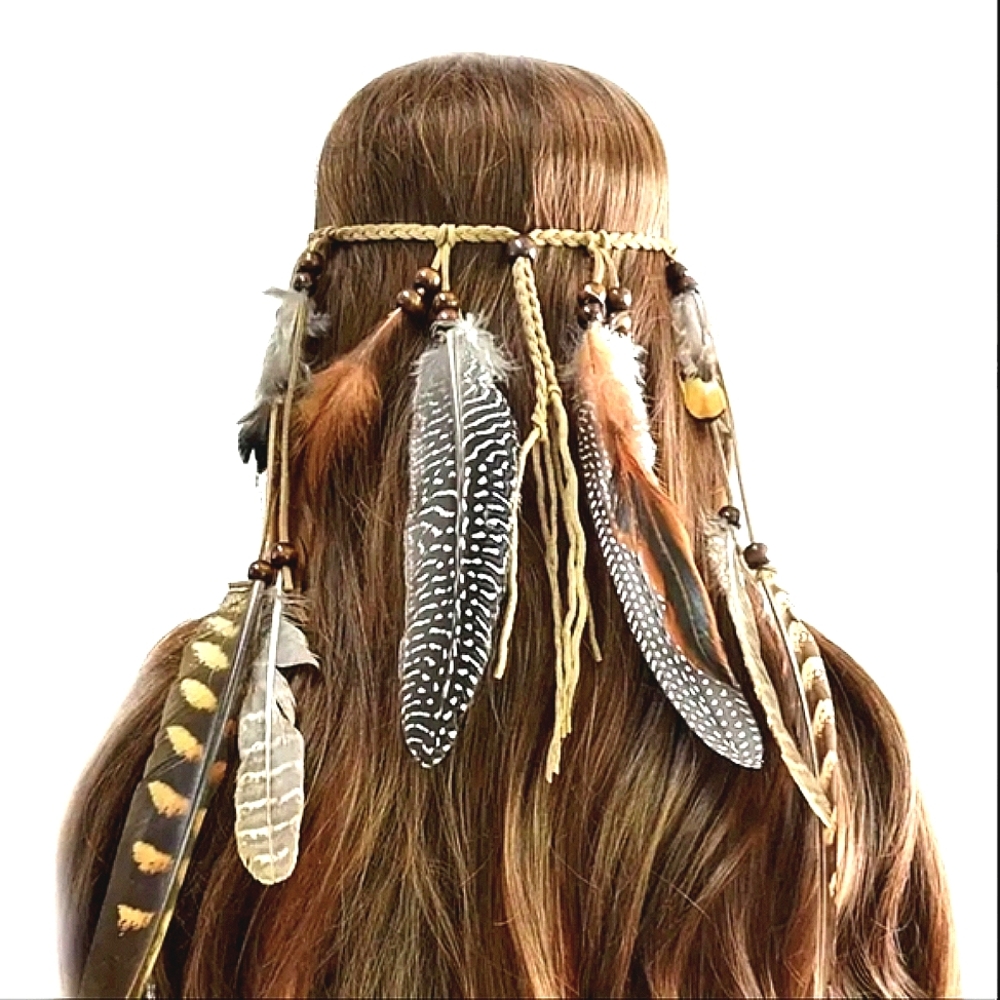 Bohemian Feather Headband Hat band Indian costume Western Style Hair Band